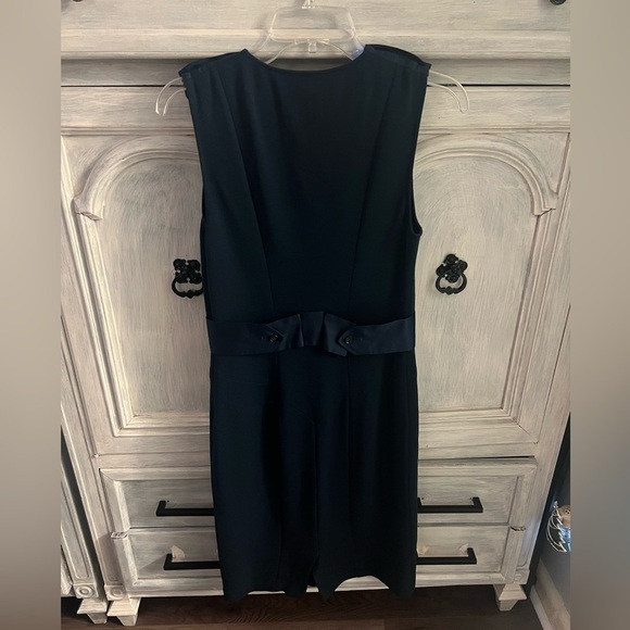 Vintage Diane Von Furstenberg Navy Wool‎ Silk Blend Button Sheath Midi Dress - Picture 8 of 9